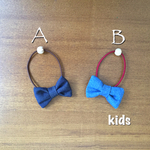 kidsヘアゴム✳︎デニムリボンとウッドビーズ
