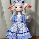 ミスキティ用パフスリーブワンピース☆お花ブルー