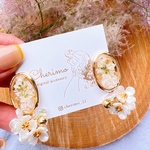 新作｡˚ゴールド フープ×ゆらゆら フラワー×ドラフラワー レジン イヤリング ピアス アクセサリー  