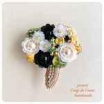 Bouquet ブーケ  〜Coup de Coeur 〜　ビーズ刺繍ブローチ