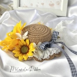  【今年ラスト‼️ペット用麦わら帽子👒】ブラウン🤎ひまわり🌻レースリボン*୨୧⑅   撮影用 イベント用  超小型犬＆猫用
