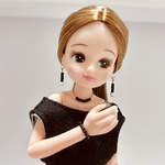 リカちゃん　アクセサリー　ビーズ　4点セット　ピアス　ネックレス　バングル　黒　パール　小物