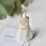 『wave  piece』チェーンが揺れるear cuff  淡いブルーゴールド
