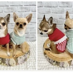 新作【犬服セミオーダー】パピー犬服小型犬服ロング犬服中型犬服  ミントワッフル切り替え犬服フラワーアンジェ柄犬服