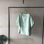 夏前SALE　半袖袖ブラウス frech linen100%　Mint green