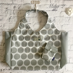 再販★ナイロンエコバッグ　ドット柄　(ライトグレー×ライトグレー)　Lサイズ