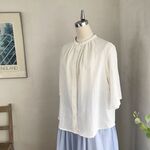 麦のシャツ　半袖　コットンリネン　ボイル　オフホワイト　＊暮らしの店sacchi＊