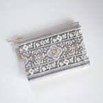インド刺繍＊ポケットティッシュケース付ポーチ(Blue)