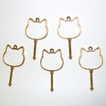 【再入荷】魔法のステッキレジン枠/猫/金/５個