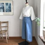ランチパンツ　コットン厚手ポプリン　ブルー　＊暮らしの店sacchi＊