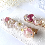 小さなお花の ピンク ヘアクリップ 