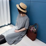 ダブルガーゼの半袖ワンピース。ミニ千鳥格子【受注製作】