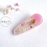 ローズクォーツとお花のヘアクリップ