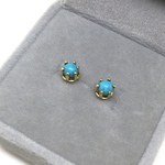 466【ターコイズ】パワーストーン一粒ピアス＊4.5mm＊サージカルステンレス