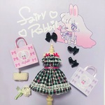 full bloom🌹ドレスセット《ブラックギンガム×ピンクローズ》