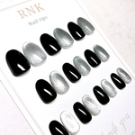 RNK   ネイルチップ　全サイズ　【シンプル】　ブラック　シルバー　マグネット　メンズ　メンズネイル　　ショート　ロング　オーバル　バレリーナ　コフィン　アーモンド　大きめ