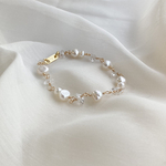 天然石 水晶と淡水パールのブレスレット サージカルステンレス   -Crystal×Pearl