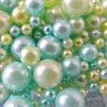 値下★穴なしパールビーズ　3サイズ　グリーン系　10ｇ　デコ/レジン
