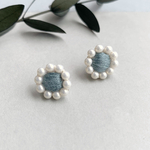 刺繍ピアス 刺繍イヤリング【ビーズ×パール×刺繍×ブルー】maru 3