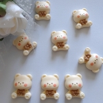 【4個】白くまちゃん デコパーツ カボション 貼り付けパーツ