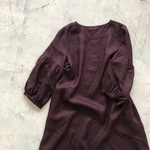 【夏前SALE】ギャザー袖ワンピースFRENCHLINEN100%