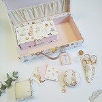 トランク型お裁縫箱とお裁縫道具のセット（ カルトナージュ、Milky rabbit）