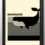 13600■ポスター　絵画　インテリア　A3サイズ　『バウハウス　BAUHAUS　クジラ　鯨』イラスト　アート　北欧