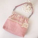 パックンバネポーチ＊ピンク春の花柄ポーチ☆小物入れに♪たっぷり入るマチ5センチ