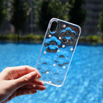 色が選べる ★ スマホショルダー ストラップ付き iphoneケース クリア 透明 パール フラワー