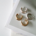 マットシルバーカーブフープ ピアス/イヤリング