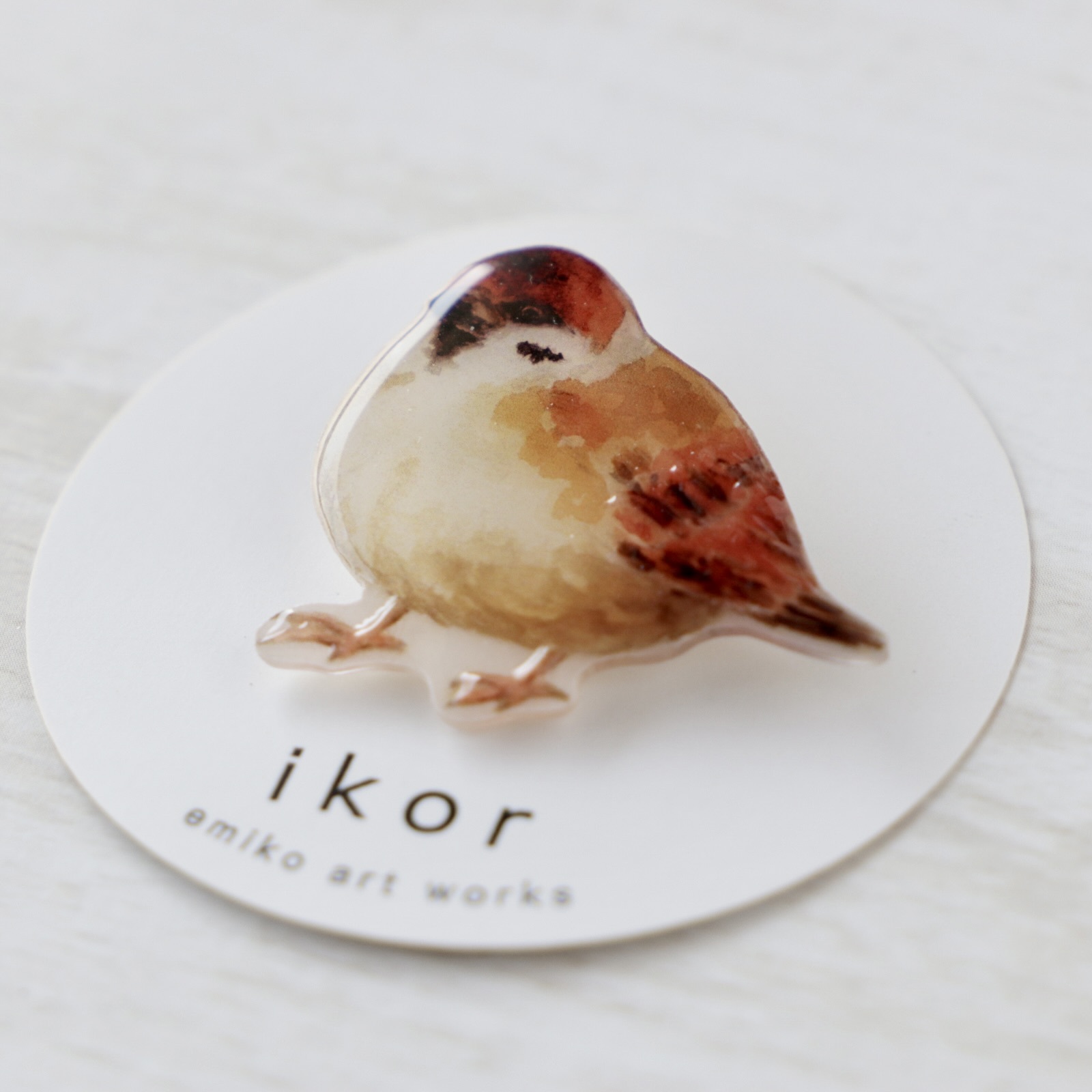 スズメ レジンヘアゴム 身近な野鳥 可愛いスズメ2 ☆ウォーターメロン