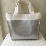 メタリックなミニトートバッグ☆シルバー×帆布