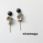 shell beads＊metal charm volume pierce