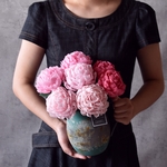 ◆粘土のお花◆ 芍薬（シャクヤク）　ピンク＆レッド　ラグーン・ピッチャーベース（スチール製）・・・S815