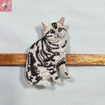 ◆アメショー猫の刺繍帯留め飾り