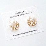 【再販2】ドイツスタービジューイヤリングwhite／ピアス
