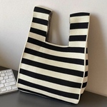 イニシャル　ニットバッグ　ボーダー