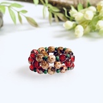 デザインカット⭐︎レッド・グリーン・ブラウンビーズリング