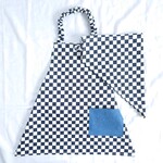 ★SALE！キッズエプロン☆セット☆ゴム☆ポケットつき☆チェッカー柄☆市松模様☆モノトーン☆チェック☆