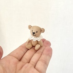 紅茶染め・おめかしテディベア  ミニチュア / Miniature Teddy bear(Cherry Blossoms dye) and Detachable collar 