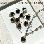 ☆再入荷【1pcs】天然石　フラットハートチャーム　ブラックオニキス