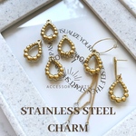 【2pcs】ステンレス　ドロップチャーム　18kgpゴールド