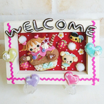 クリアスタンド付き♪可愛いカップケーキのwelcomeボード  樹脂粘土  玄関  ミニチュア