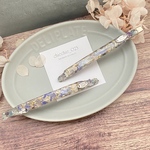 【送料無料】《SALE》ロング ヘアクリップ10cmシルバー金具『華奢なロングヘアクリップ・ボタニカル(蒼)』レジン 細身 ヘアクリップ シンプル ロング ヘアクリップ