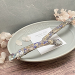 バレッタ10cmシルバー金具『華奢なロングバレッタ・ボタニカル(蒼)』【受注生産】レジン ドライフラワー 青 白 ピンク 水晶 トルマリン アメジスト 天然石
