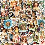 送料無料【S289-3コラージュ素材】海外シール　レトロ　子供　ヴィンテージ  ジャンクジャーナル　日記　おすそ分け　バレット