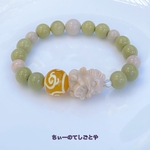 🆕呑金獣さんと緑度母天珠入り♡抹茶ラテカラーアラシャン瑪瑙ブレスレット