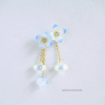 白あじさい アシンメトリーピアス 2way