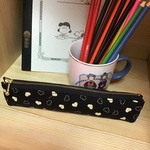 ⭐️新作⭐️【再】ブラックキラキラハート❤️大人可愛いペンケーススリムペンケース スリム