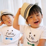 最短発送無料 !! にこちゃん 名前入りTシャツ  出産祝い   誕生日 リンクコーデ おそろコーデ名入れ 名前入れ 運動会などに
